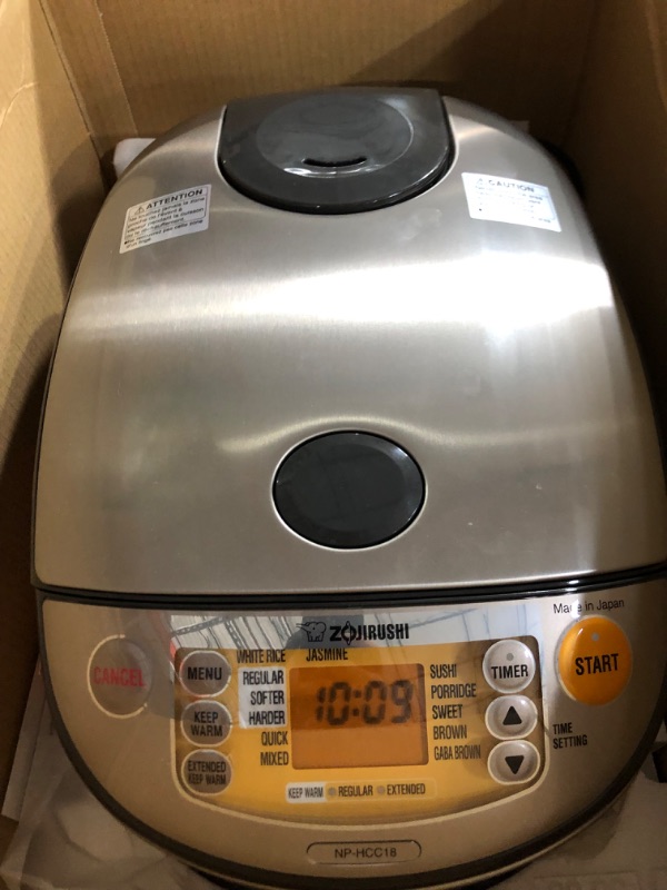 Photo 2 of **WAS UNABLE TO TEST** Zojirushi NP-HCC18XH Induction Heating System Rice Cooker and Warmer