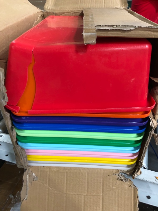 Photo 2 of **ONE BIN IS BROKEN**10 Pack Large Plastic Cubby Bin Storage Colorful Classroom Storage Bins 