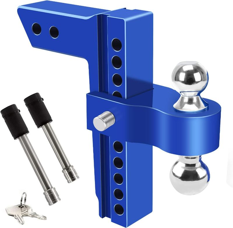 Photo 1 of *SEE NOTES* Adjustable Trailer Hitch, Ball Mount, Dual Towing Ball with Double Stainless Steel Locks (Blue)