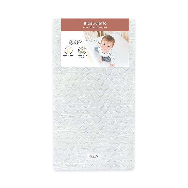 Photo 1 of Babyletto Pure Core Mini Crib Mattress, Hybrid Waterproof Cover, Lightweight, Greenguard Gold Certified
