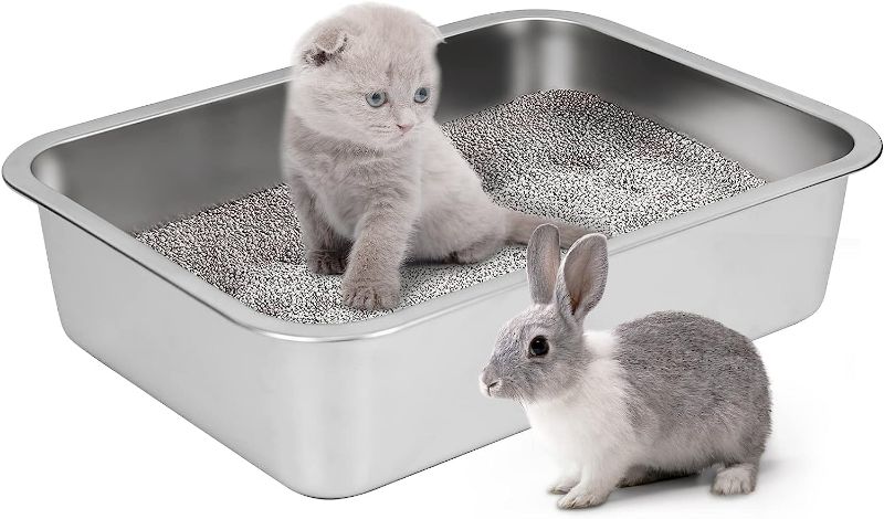 Photo 1 of *SEE NOTES* IKITCHEN Stainless Steel Cat Litter Box, Small Low Entry Open Metal Litter Pan for Kittens Newborn Cats Rabbits " L x 11.7" W x 4" H 