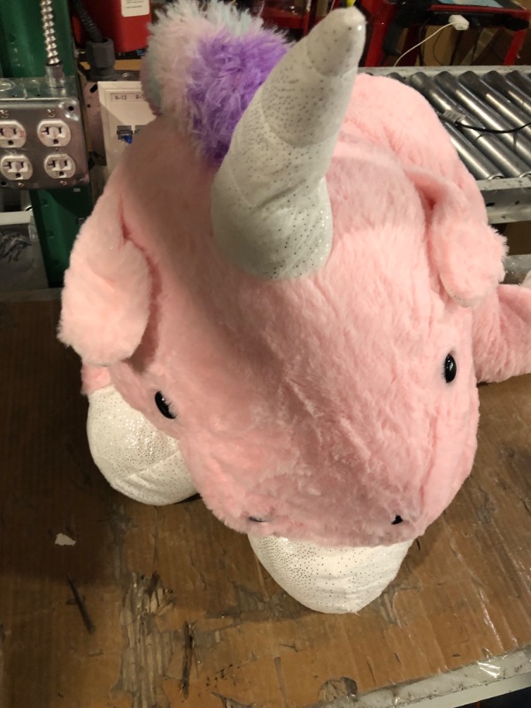 Photo 2 of Animal Adventure | Sqoosh2Poof Giant, Cuddly, Ultra Soft Plush Stuffed Animal with Bonus Interactive Surprise - 44" Unicorn