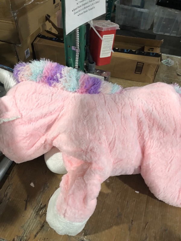 Photo 3 of Animal Adventure | Sqoosh2Poof Giant, Cuddly, Ultra Soft Plush Stuffed Animal with Bonus Interactive Surprise - 44" Unicorn