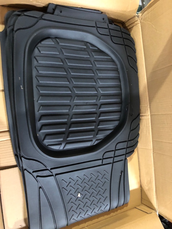 Photo 2 of Motor Trend Original FlexTough Black Rubber Car Floor Mats for 3 Row Vehicles, Front & Rear Truck Van SUV