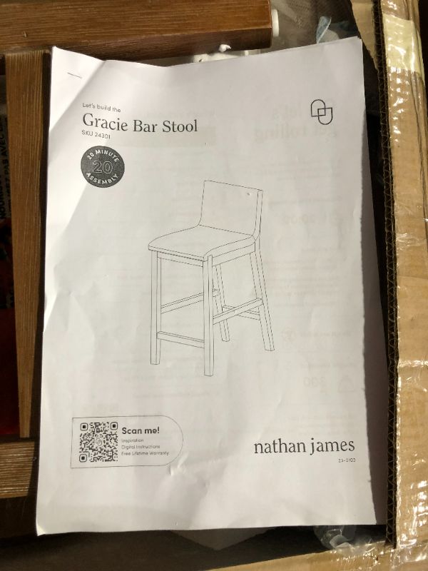 Photo 9 of ***MISSING PARTS - SEE NOTES***
Nathan James Gracie Modern Counter Height Bar Stool with Back