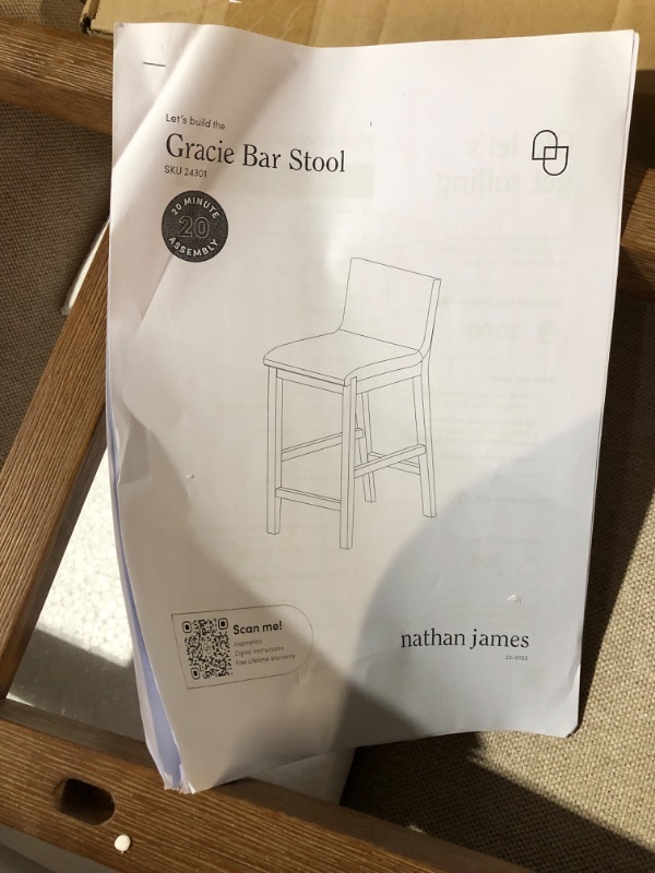 Photo 4 of ***MISSING PARTS - SEE NOTES***
Nathan James Gracie Modern Counter Height Bar Stool with Back