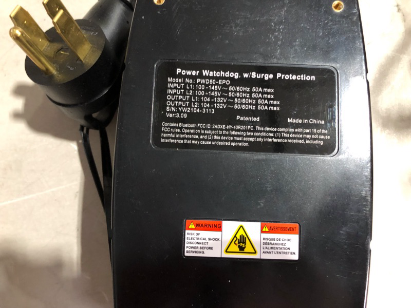 Photo 5 of ***UNTESTED*** - Power Watchdog PWD50EPO, Bluetooth Surge Protector with Auto Shutoff, 50 Amp, Portable