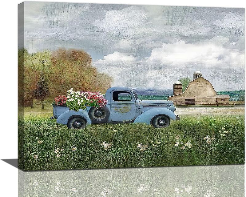 Photo 1 of *STOCK PHOTO FOR REFERENCE ONLY* Farmhouse Old Truck Wall Art Rustic Country Old Barn Pictures Wall Decor