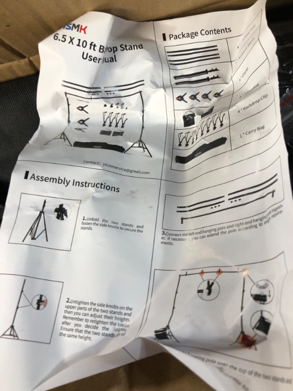 Photo 3 of MsMk Photo Video Studio Backdrop Stand with 8 Spring & 4 Clips, 6.5ft x 10ft Adjustable 
