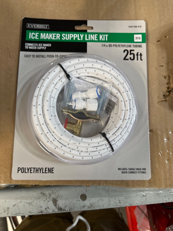 Photo 2 of 1/4 in. x 25 ft. Push-to-Connect Brass Poly Ice Maker Kit Includes Saddle Valve and Fittings