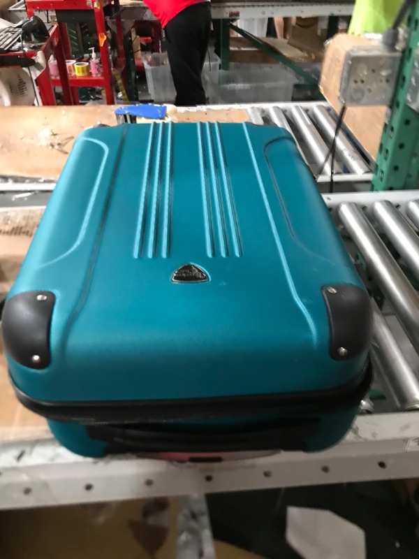 Photo 2 of *BROKEN HANDLE*Travelers Club Chicago Hardside Expandable Spinner Luggage, Teal, 20" Carry-On 