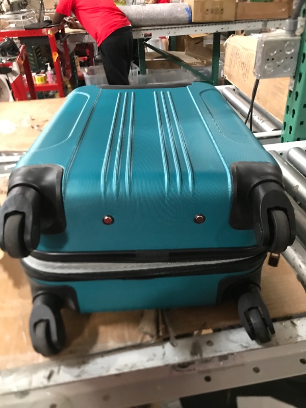 Photo 3 of *BROKEN HANDLE*Travelers Club Chicago Hardside Expandable Spinner Luggage, Teal, 20" Carry-On 