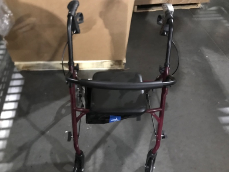 Photo 2 of *LEFT BRAKE DOES NOT WORK*Medline Rollator Walker with Seat, Burgundy