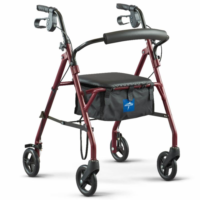 Photo 1 of *LEFT BRAKE DOES NOT WORK*Medline Rollator Walker with Seat, Burgundy