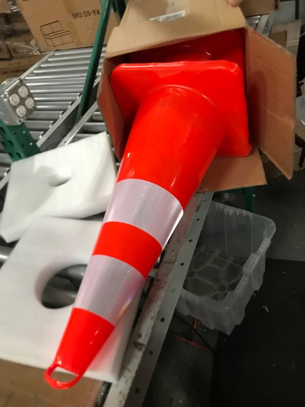 Photo 2 of Tatco 28" Traffic Cone - 1 / Each - 28" Height, Stackable, Sturdy, Orange, Silver (TCO25900)