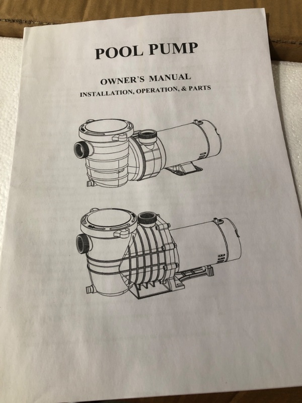 Photo 2 of **UNABLE TO TEST**Swimming Pool Pump 1100W 1.5HP Energy Saving, Single Voltage, 120V 93GPM Flow Rate, Black 1.5 Hp