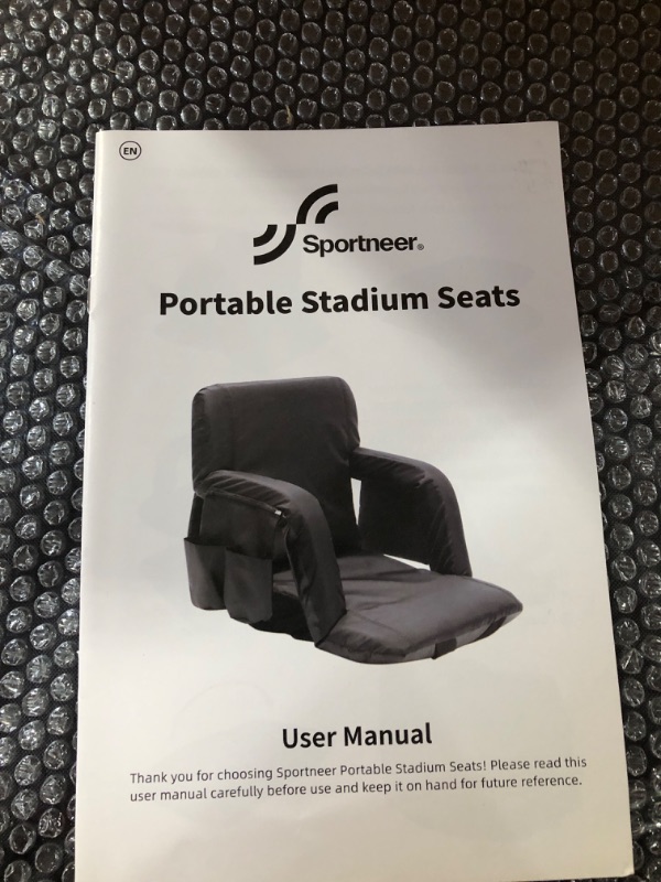 Photo 2 of *Stock Photo* Sheenive Stadium Seats for Bleachers with Back Support, Bleacher Seats with Backs and Cushion Wide, Padded Portable Folding Comfort Stadium Chair with Shoulder Strap, Perfect for Sports Events Black 1