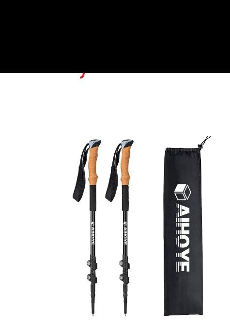 Photo 1 of [USED] Aihoye Trekking Hiking Poles - 2 Pack Adjustable Hiking Walking Sticks Collapsible Lightweight