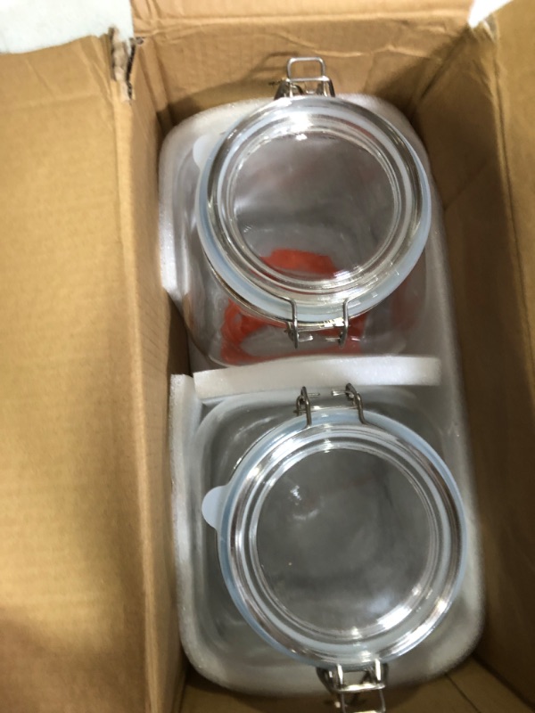 Photo 2 of [UPGRADE] 2 Pack Square Super Wide Mouth Airtight Glass Storage Jars with Lids, 1.1 