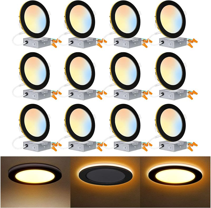 Photo 1 of 12 Pack 6 Inch 5CCT LED Recessed Ceiling Light with Night Light *NOT TESTED* *LOOK NEW*