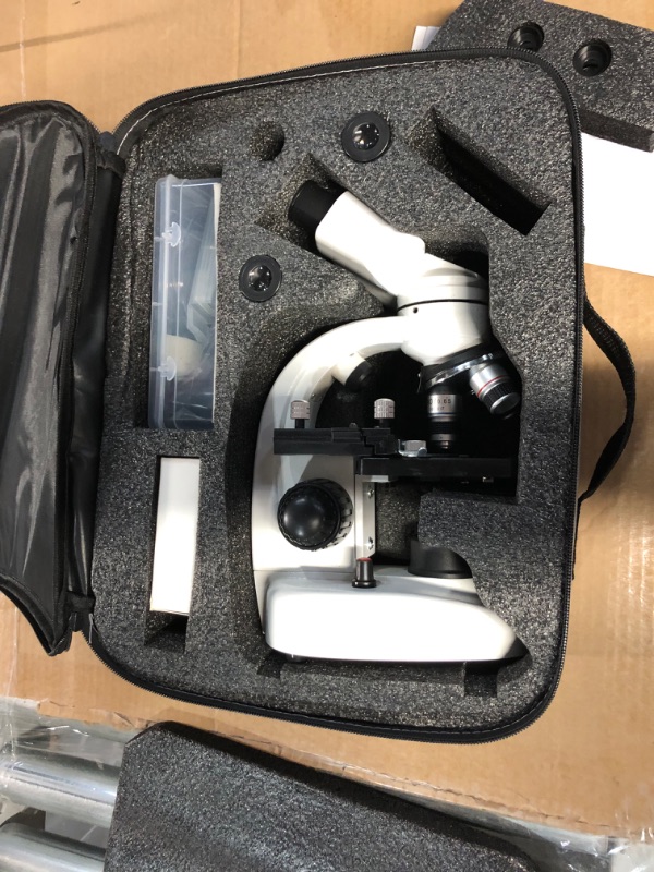 Photo 2 of **SEE NOTES**
microscopes for Adults, Dual LED Illumination & Two-Layer Mechanical Stage, Biological Microscope for Adults & Students, Includes Phone Holder & Prepared Microscope Slides