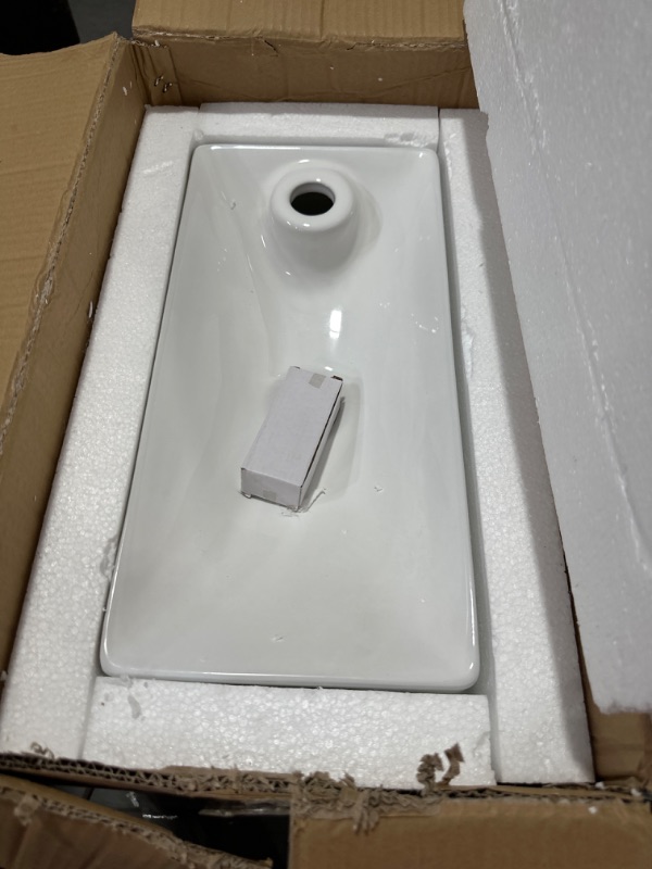 Photo 2 of Friho Small Sinks for Tiny Bathrooms,Countertop Sink,Wall Mount Sink,White Corner Wall Mounted Bathroom Vessel Sink,Mini Rectangle Lavatory Porcelain Ceramic Washing Bathroom Vanity Sink, Left Hand