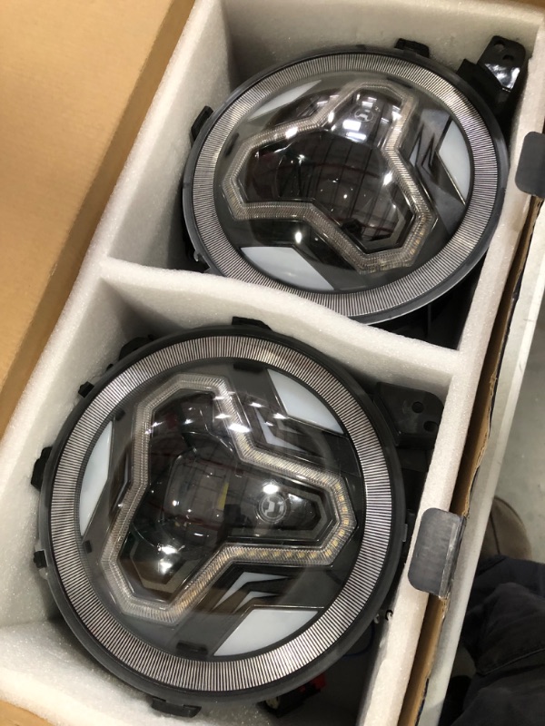 Photo 1 of Tykick 9 Inch Jeep LED Headlights Round Integrated Cool DRL and Welcome Lights for Jeep Wrangler JL 2018 2019 2020 2021 2022 Gladiator JT 2019 2020 2021 With Angle Adjustment Screw , 2 Packs For Jeep JL 2018-2023 and JT 2019-2021