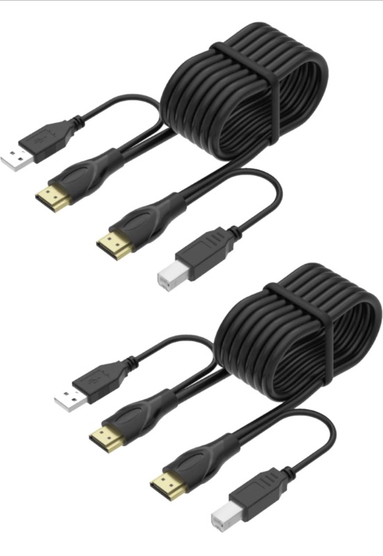 Photo 2 of *SEE NOTES 1.8m 2 Pack USB HDMI KVM Cable for HDMI KVM Switch Integrated with HDMI USB A to HDMI USB B