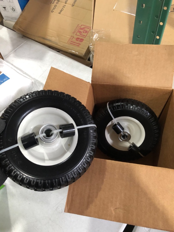 Photo 2 of 8" Flat Free Tires (Set of 2) 2.50-4" Flat Free All Purpose Tires - Hand Truck, Dolly, Utility Cart Tire on Wheel Assembly