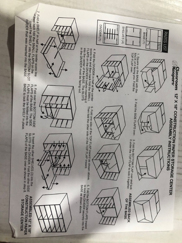 Photo 3 of Classroom Keepers 12" x 18" Construction Paper Storage, 10-Slot, White, 17"H x 27"W x 19"D, 1 Unit Holds 12" x 18" Paper