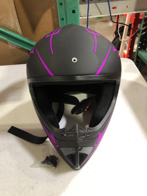 Photo 2 of [Like New] Motocross Helmet Fashion Youth Dirt Bike Helmet Unisex-Adult (DOT Approved PURPLE Large)