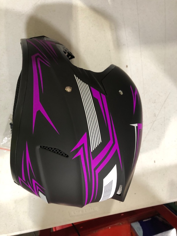 Photo 3 of [Like New] Motocross Helmet Fashion Youth Dirt Bike Helmet Unisex-Adult (DOT Approved PURPLE Large)