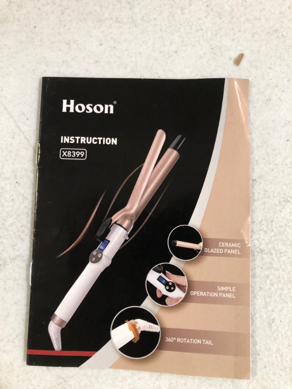 Photo 1 of [Like New] Hoson 2 Inch Curling Iron Large Barrel, Long Barrel Curling Wand Dual Voltage - 1 Glove Included