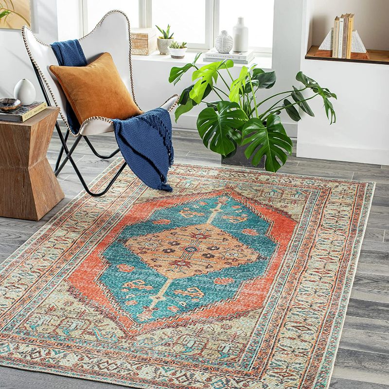 Photo 1 of [See Photos] Artistic Weavers Kahvesi Vintage Washable Area Rug 8'10" x 12', Burnt Orange