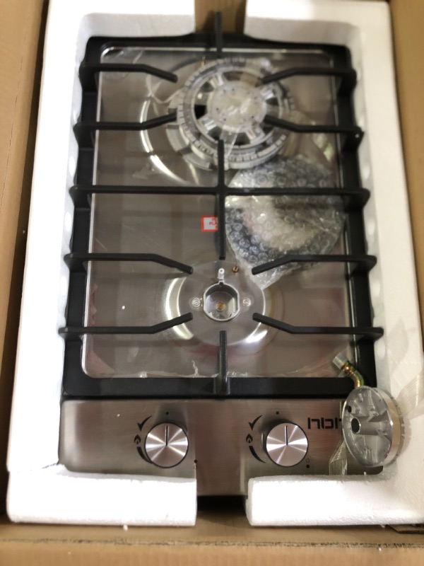 Photo 1 of 12 Inches Gas Stove Gas Cooktop 2 Burners, Portable Stainless Steel Built-in Gas Hob LPG/NG Dual Fuel Easy to Clean for RVs, Outdoor, Apartments. 12 Silver-1