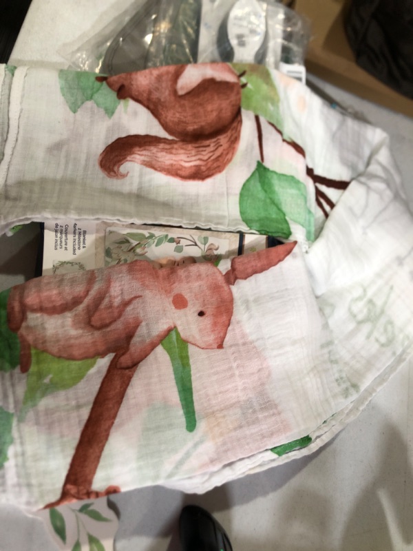 Photo 1 of Itzy Ritzy Muslin Milestone Blanket Set; Includes One Blanket and Two Date Markers; Capture Weekly and Monthly Infant Milestones, Woodland Animals