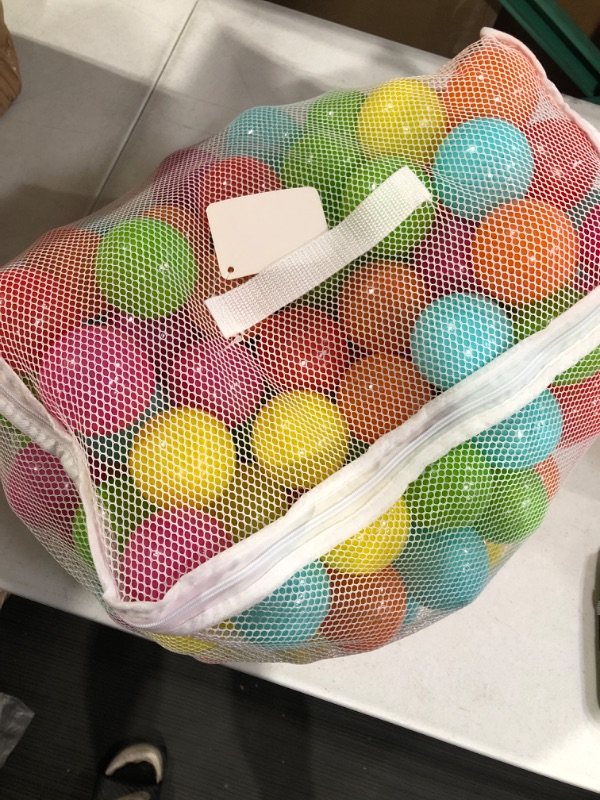 Photo 2 of Click N' Play Phthalate Free BPA Free Crush Proof Plastic Ball Pit Balls in Reusable and Durable Storage Mesh Bag with Zipper
