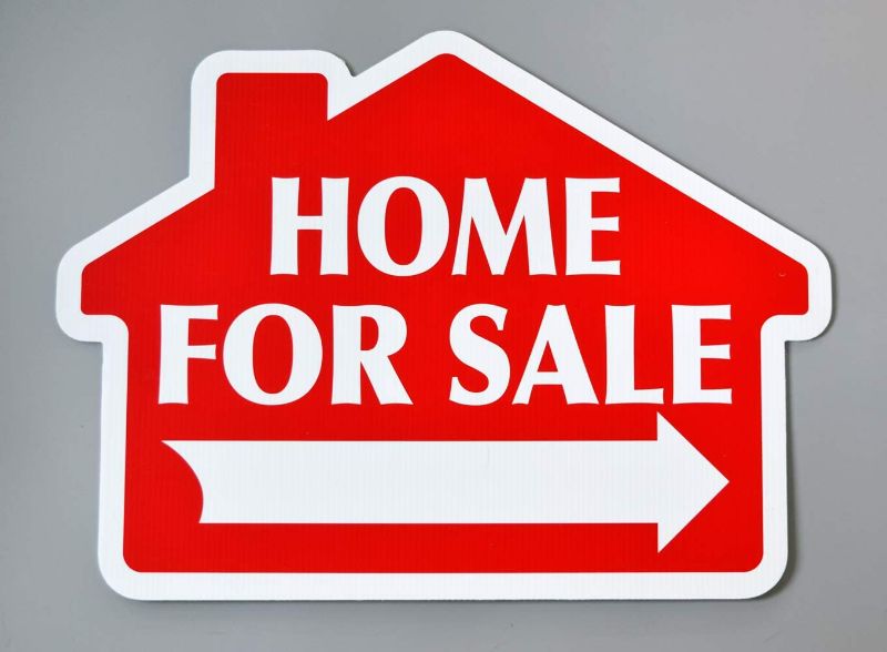 Photo 1 of *NO STAND* Home For Sale with Arrow Sign Kit, Die Cut House Shape (Red - Home For Sale (1)