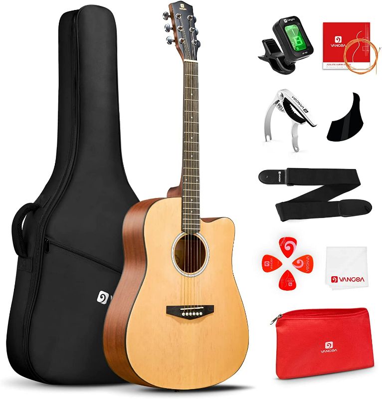 Photo 1 of *OPEN BOX* Vangoa Acoustic Guitar Kit for Beginner Adult Teen Full Size Cutaway Acustica Guitarra Starter 41 Inch 