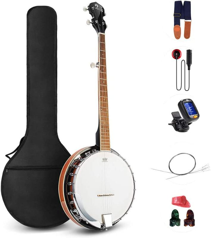 Photo 1 of *SEE NOTES* Vangoa 5 String Banjo Remo Head Closed Solid Back with beginner Kit, Tuner, Strap, Pick up, Strings, Picks and Bag
