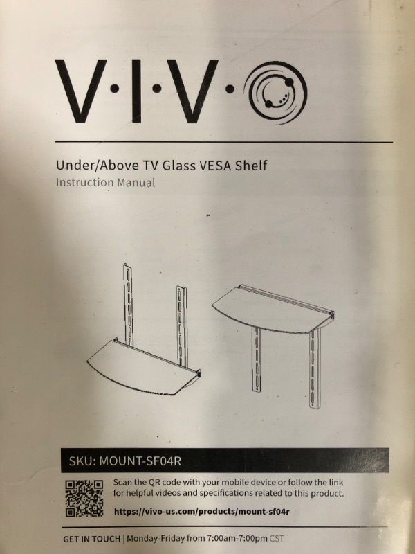 Photo 4 of VIVO Under Above VESA Back of TV Wall Mount Shelving Bracket with Tilt, DVD Player, Cable Box, Stereo, and AV Component Glass Storage