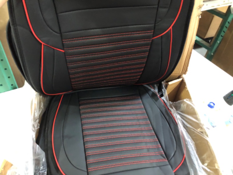 Photo 2 of LINGVIDO Leather Car Seat Covers  Red 5 Sets Full Seat Universal 