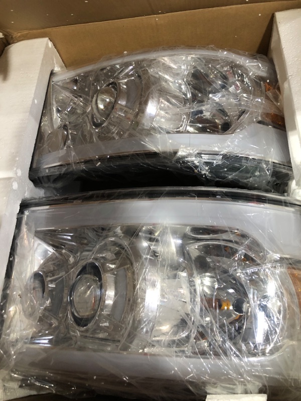 Photo 2 of Carpartsinnovate For Ford 98-11 Crown Victoria Clear Lens SMD LED Strip Projector Headlights Pair Chrome Housing Clear Lens