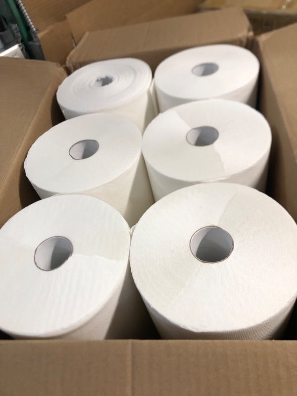 Photo 2 of High Capacity TAD Towel rolls, 10" Roll, White, 6 Rolls Premium Quality Fits Touchless Automatic roll Towel Dispenser