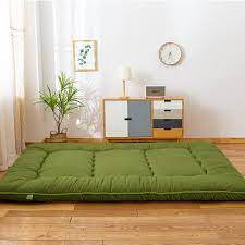 Photo 1 of * USED * 
Futon Mattress Japanese Floor Mattress Thicken Futon Sleeping Pad with Same Color Mattress Dustproof Cover, Bandage and Storage Bag, Queen Size