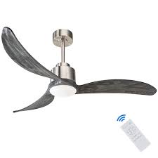 Photo 1 of  52" Wood Ceiling Fan with Light,3 Curved Blades,6 Speeds,Reversible DC Motor,Brushed Nickel Farmhouse Ceiling Fan with Remote Control for Living Room, Bedroom,Patio(Grey)