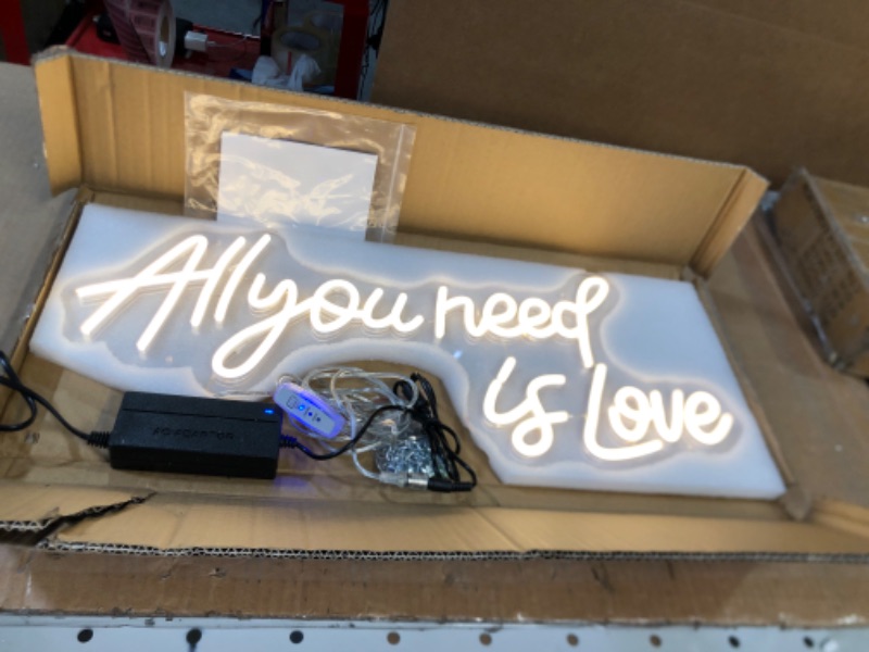 Photo 2 of "All Your Need is Love" Neon Sign, LED Neon Light Sign for Wedding Decor Signs for Bedroom Birthday Party Bachelorette Party Engagement Party Home Wall Room Shop Decoration