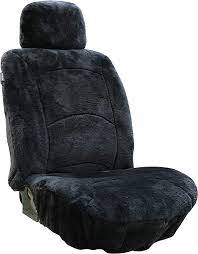 Photo 1 of * USED * 
Genuine Sheepskin Seat Cover Lambskin Seat Cover Winter Car Seat Cover Lambs Wool Sheep Skin Fuzzy Seat Cover Shearling Car Accessories Front Bucket with Curve Patten (Black)