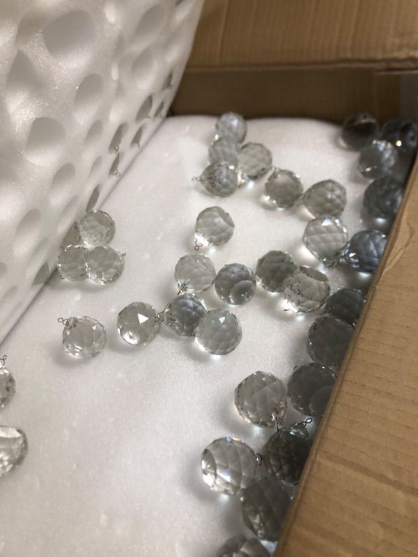Photo 2 of * MISSING PARTS * 
Saint Mossi 8-Lights Modern K9 Crystal Chandelier Light Fixture, Perfect Raindrop Chandelier for Bedroom,Living Room,Dining Room, L30 x W12 x H26, Clear Crystal & Chrome Canopy Clear Crystal with Chrome Canopy