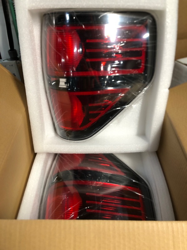 Photo 2 of GORWARE Tail Light Assembly Pair of LH & RH Taillight Compatible with 2009-2014 Ford F-150 Pickup Truck Tail Light Rear Brake Lamp Left & Right Side W/Black Trim Red Lens Housing Pair of Black